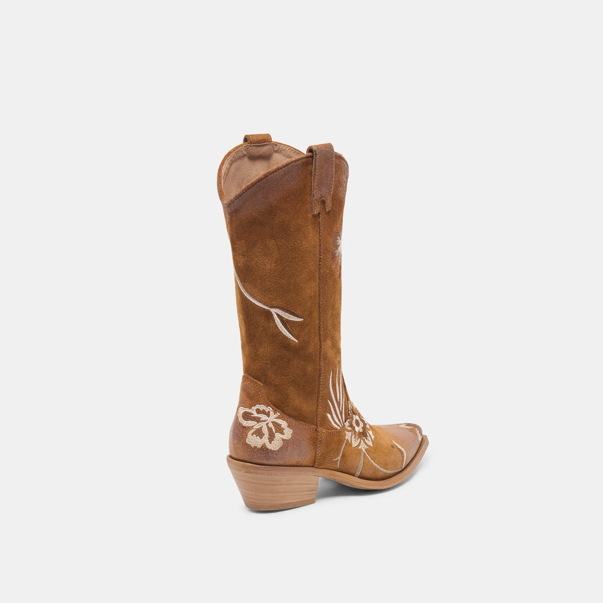 BRANDO Tan Suede Embroidered Pointed-Toe Western Boots | Dolce Vita Everyday