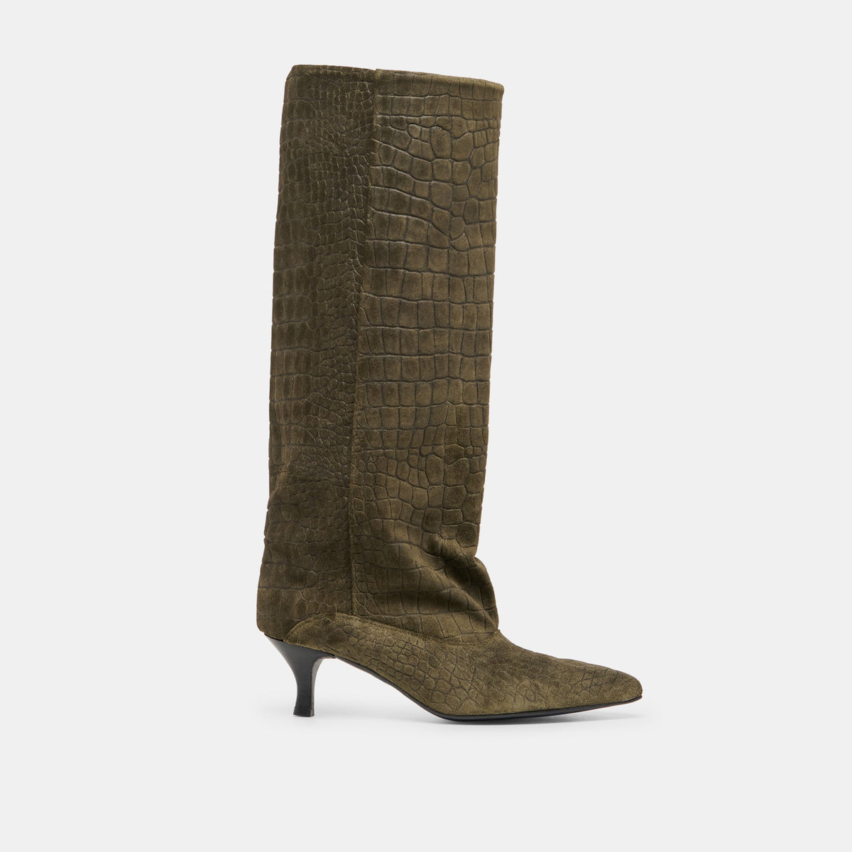 Roxla Olive Croco Embossed Leather Boots | Dolce Vita Quality
