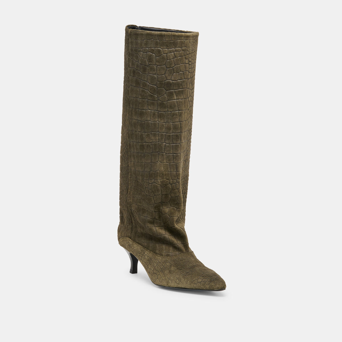 Roxla Olive Croco Embossed Leather Boots | Dolce Vita Quality