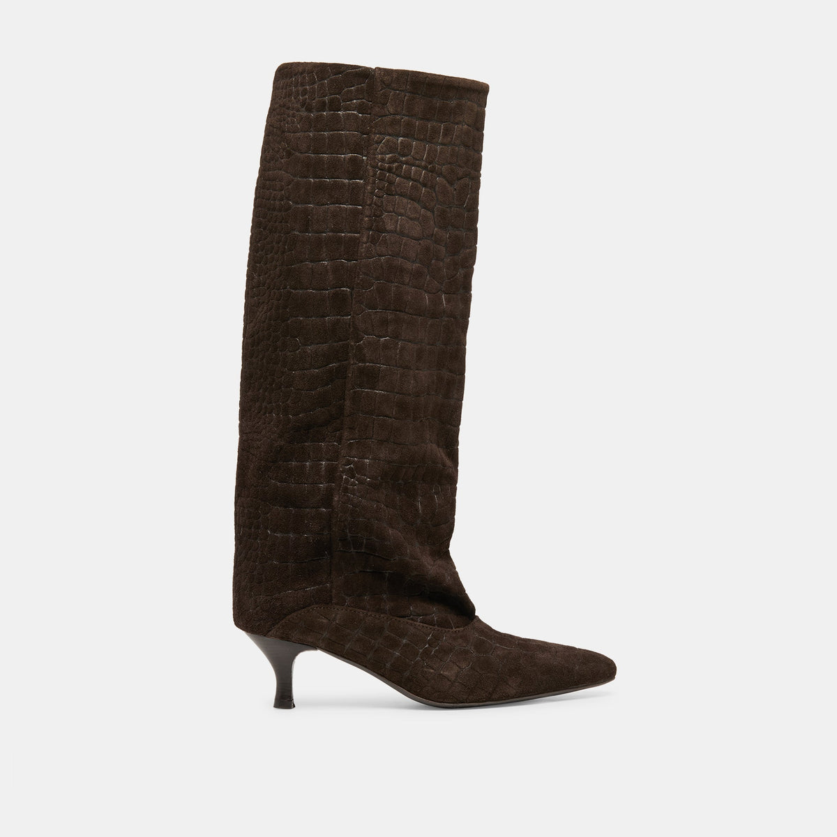 Roxla Dk Chocolate Croco Embossed Leather Boots | Dolce Vita Sale