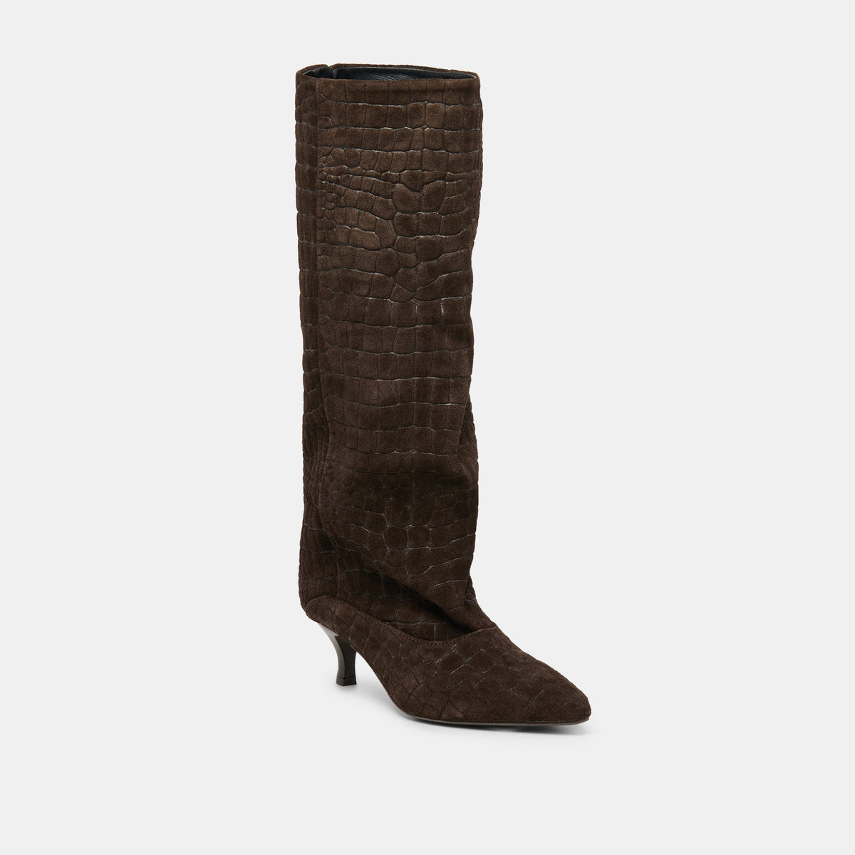 Roxla Dk Chocolate Croco Embossed Leather Boots | Dolce Vita Sale
