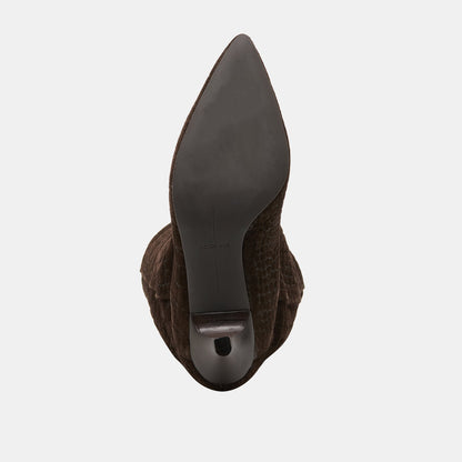 Roxla Dk Chocolate Croco Embossed Leather Boots | Dolce Vita Sale
