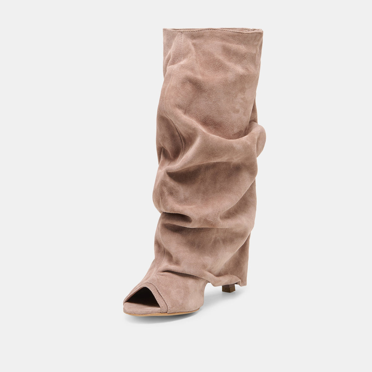 CLYFF Taupe Suede Slouch Foldover Open-Toe Boots | Dolce Vita Exclusive