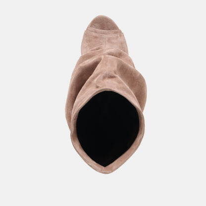 CLYFF Taupe Suede Slouch Foldover Open-Toe Boots | Dolce Vita Exclusive