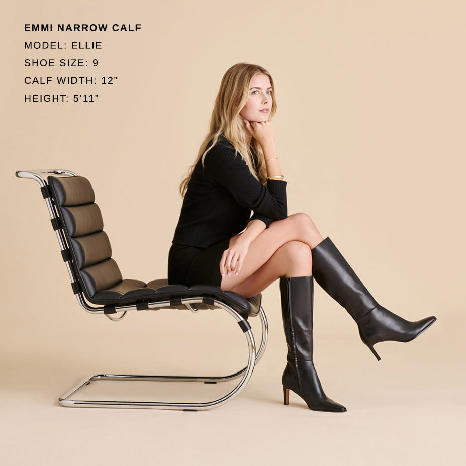 Emmi Black Leather Narrow Calf Boots | Dolce Vita New
