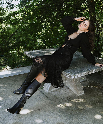 Fynn Boots Onyx Leather | Knee-High Onyx Leather Boots
 – Dolce Vita | Dolce Vita Value