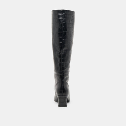 Trixi Noir Croco Embossed Leather Boots | Dolce Vita Trending
