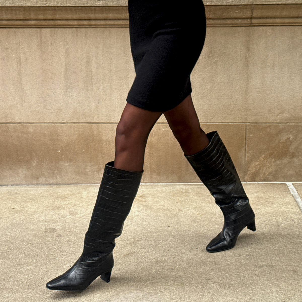 Trixi Noir Croco Embossed Leather Boots | Dolce Vita Trending