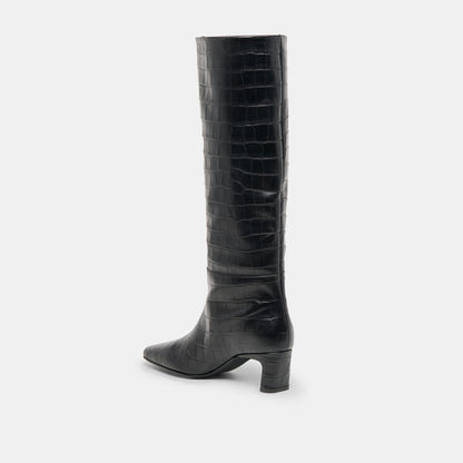 Trixi Noir Croco Embossed Leather Boots | Dolce Vita Trending