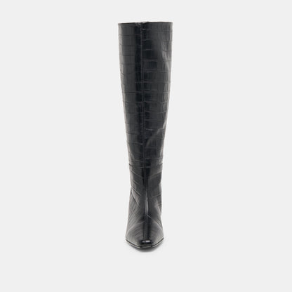Trixi Noir Croco Embossed Leather Boots | Dolce Vita Trending