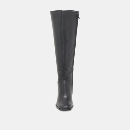 FYNN Wide Calf Boots Onyx Leather | Women's Onyx Knee-High Boots
 – Dolce Vita | Dolce Vita Customer Favorite