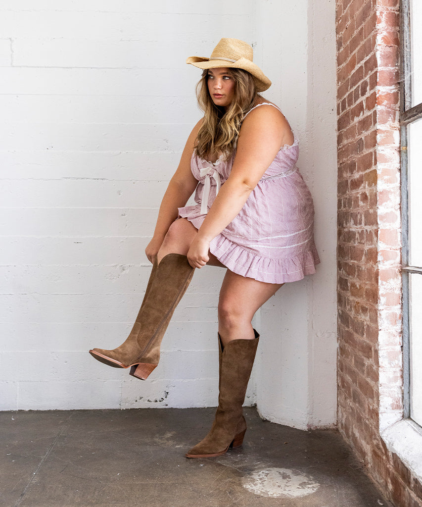 Raj Extra Wide Calf Brown Suede Boots | Suede Wide Calf Boots
 – Dolce Vita | Dolce Vita Signature