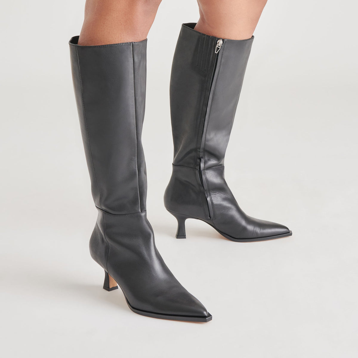 Auggie Wide Calf Boots | Black Leather Boots by Dolce Vita | Dolce Vita Best Price