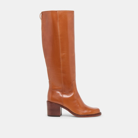Lucyle Tan Leather Wide Calf Boots | Dolce Vita Sale