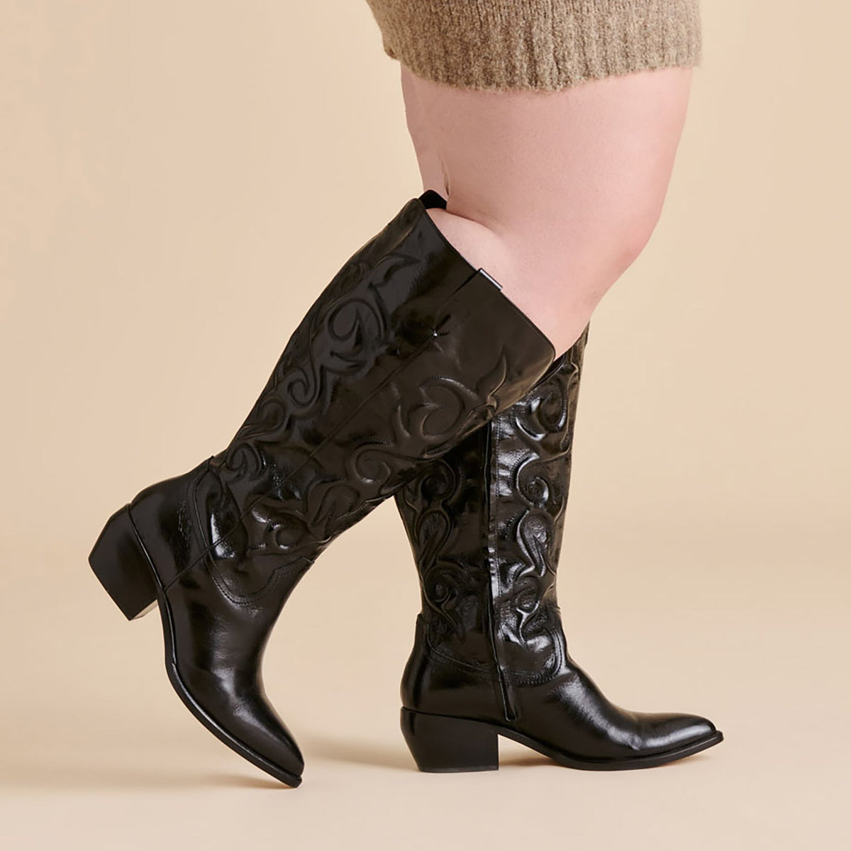 Mirla Black Leather Extra Wide Calf Boots | Dolce Vita Special Offer