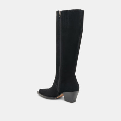 RAJ Wide Calf Boots Onyx Suede | Women's Onyx Suede Knee-High Boots
 – Dolce Vita | Dolce Vita Top Pick