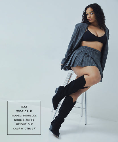RAJ Wide Calf Boots Onyx Suede | Women's Onyx Suede Knee-High Boots
 – Dolce Vita | Dolce Vita Top Pick