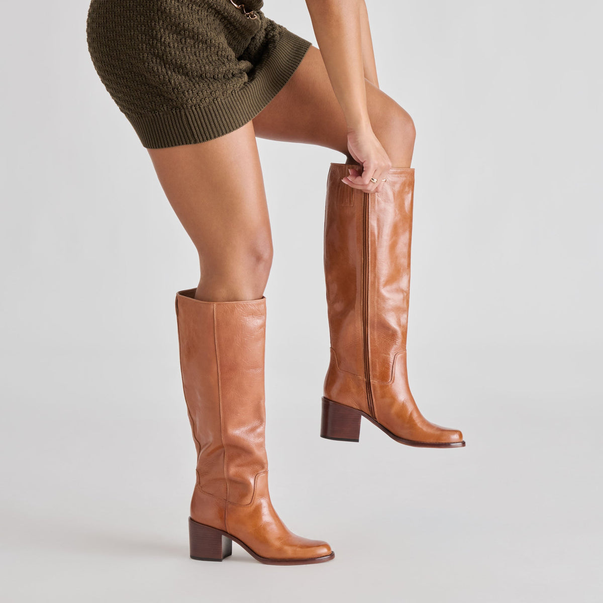 Lucyle Tan Leather Boots | Dolce Vita Essential