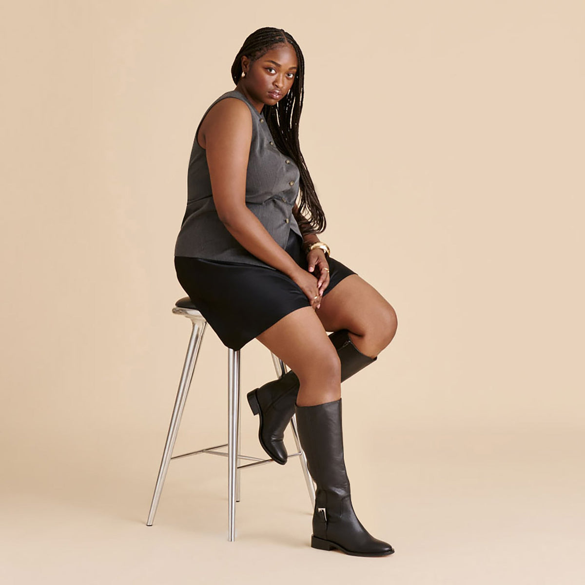 Kilian H2O Waterproof Black Leather Wide Calf Boots | Dolce Vita Recommended