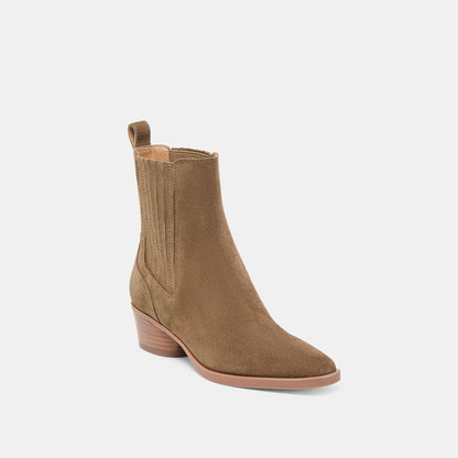 Faint H2O Waterproof Olive Suede Booties | Dolce Vita Signature