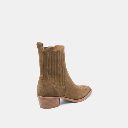Faint H2O Waterproof Olive Suede Booties | Dolce Vita Signature