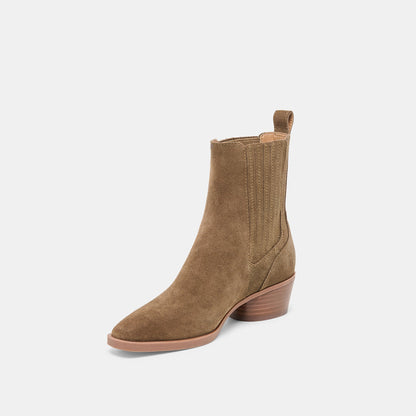 Faint H2O Waterproof Olive Suede Booties | Dolce Vita Signature
