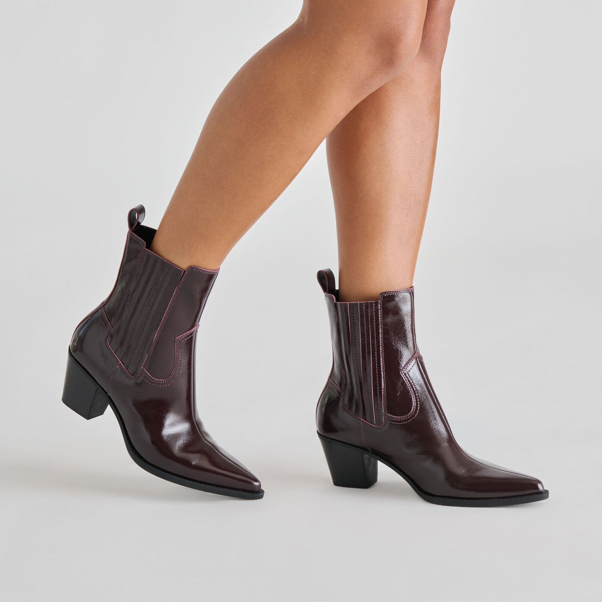 Slim Mulberry Crinkle Patent Booties | Dolce Vita Smart Buy