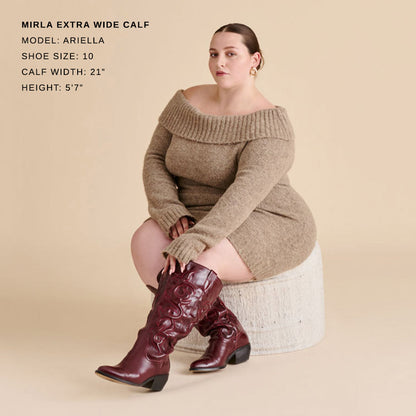 Mirla Oxblood Leather Extra Wide Calf Boots | Dolce Vita Signature