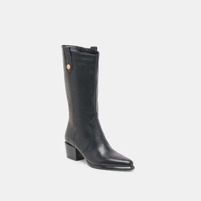 Vern Black Leather Wide Calf Boots | Dolce Vita New