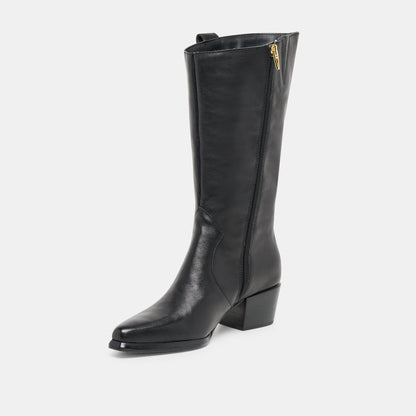 Vern Black Leather Wide Calf Boots | Dolce Vita New