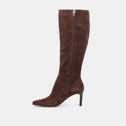 Emmi Dk Brown Suede Wide Calf Boots | Dolce Vita Premium