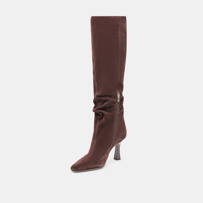 Lousa Mahogany Suede Wide Calf Boots | Dolce Vita New