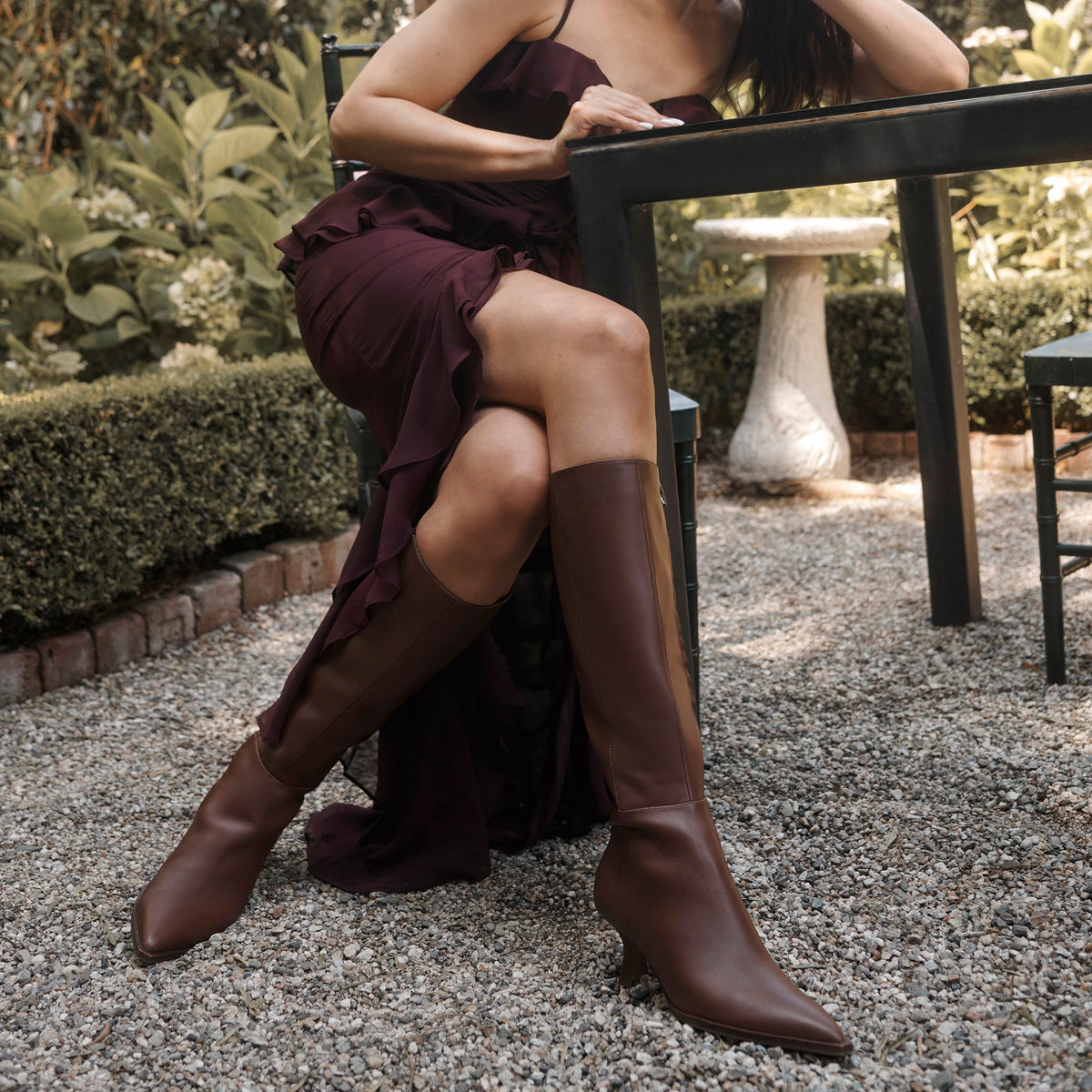 Auggie Chocolate Leather Narrow Calf Boots | Dolce Vita Customer Favorite