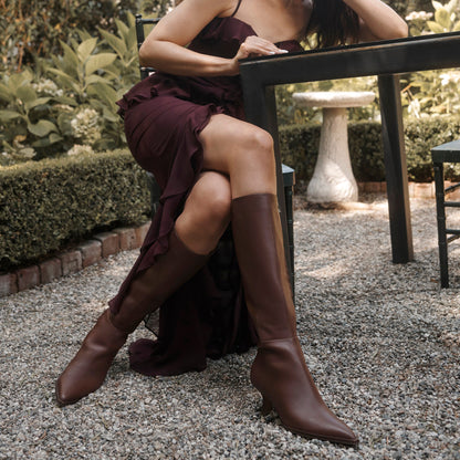 Auggie Chocolate Leather Narrow Calf Boots | Dolce Vita Customer Favorite