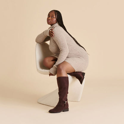 Kilian H2O Waterproof Mahogany Suede Wide Calf Boots | Dolce Vita Value
