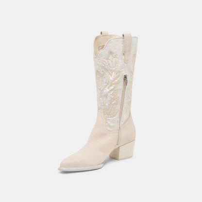 Vorah Pearl Creme Sequin Boots | Dolce Vita Great Value