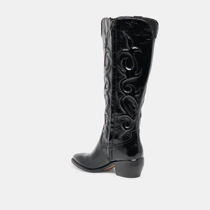 Mirla Black Leather Wide Calf Boots | Dolce Vita Trending