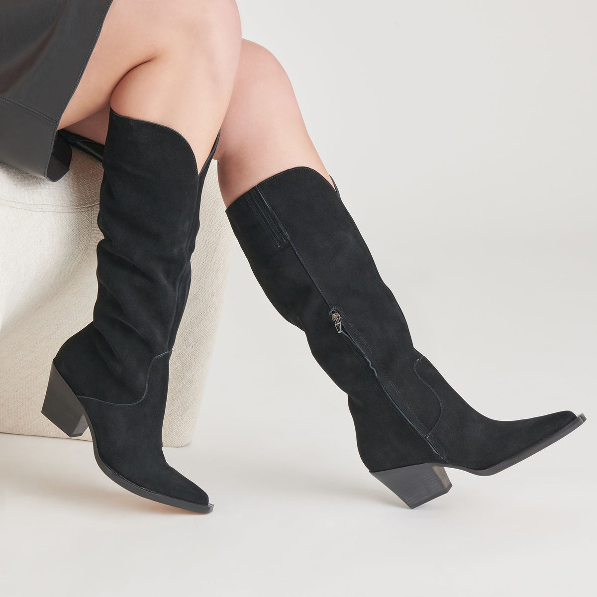 Raj Boots in Onyx Suede | Women's Onyx Suede Knee-High Boots
 – Dolce Vita | Dolce Vita Quality