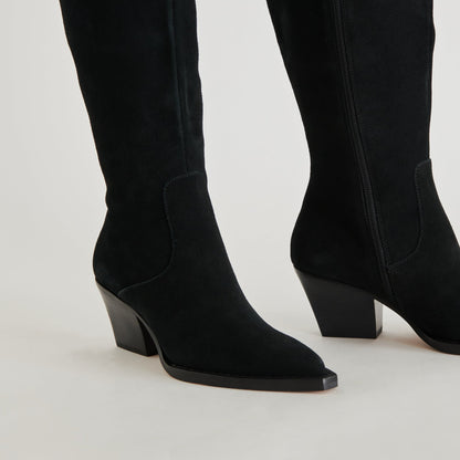 Raj Boots in Onyx Suede | Women's Onyx Suede Knee-High Boots
 – Dolce Vita | Dolce Vita Quality