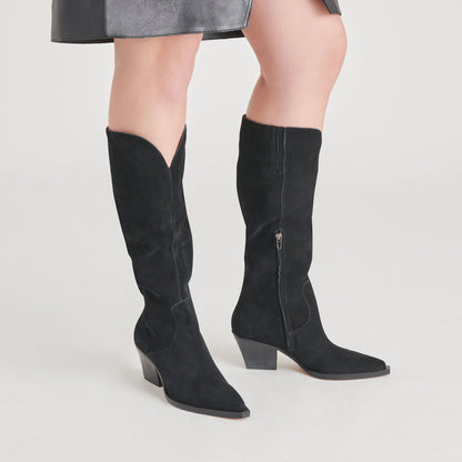 Raj Boots in Onyx Suede | Women's Onyx Suede Knee-High Boots
 – Dolce Vita | Dolce Vita Quality