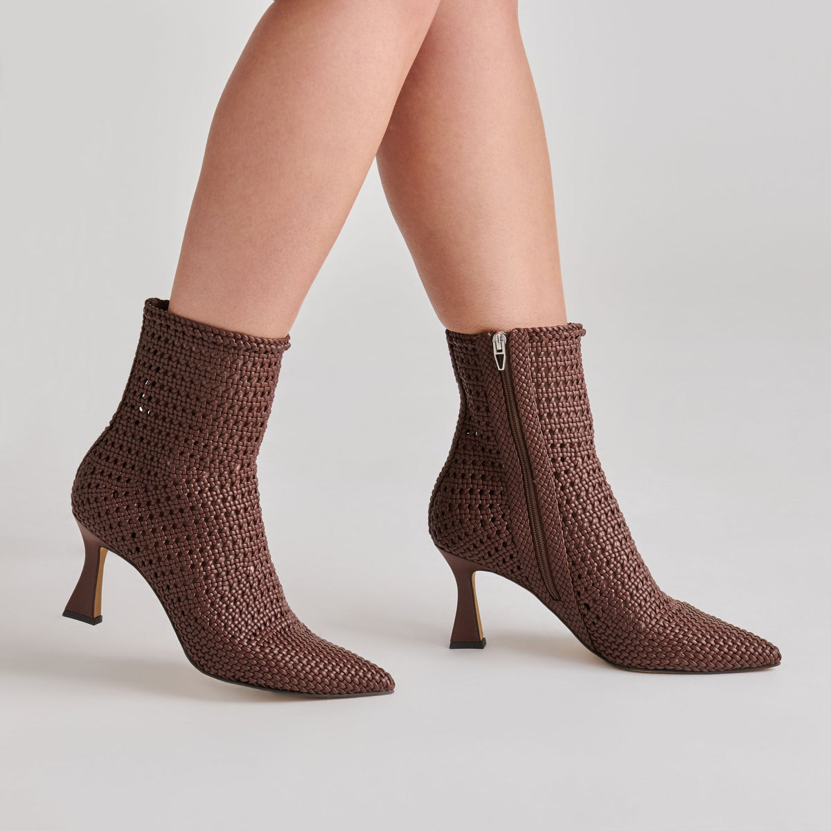 Embry Brown Woven Stella Booties | Dolce Vita Hot Sale