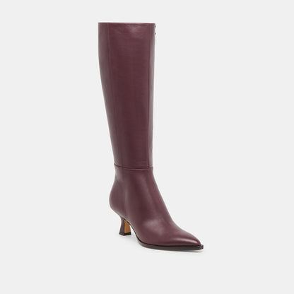 Auggie Wine Leather Wide Calf Boots | Dolce Vita Trusted