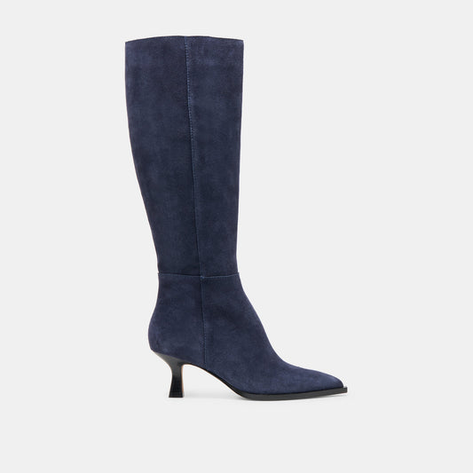 Auggie Navy Suede Wide Calf Boots | Dolce Vita Great Value