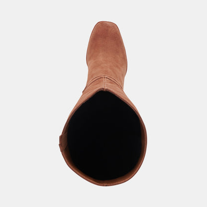 FYNN Wide Calf Boots DK Brown Suede | Brown Suede Knee-High Boots
 – Dolce Vita | Dolce Vita Everyday