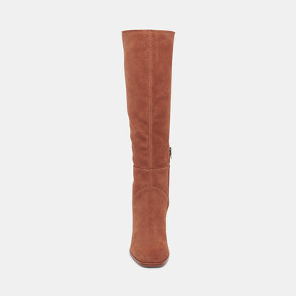 FYNN Wide Calf Boots DK Brown Suede | Brown Suede Knee-High Boots
 – Dolce Vita | Dolce Vita Everyday