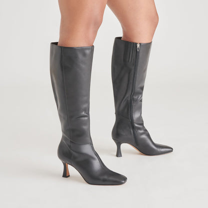 Gyra Wide Calf Black Leather Boots | Black Knee-High Wide Calf Boots
 – Dolce Vita | Dolce Vita Everyday