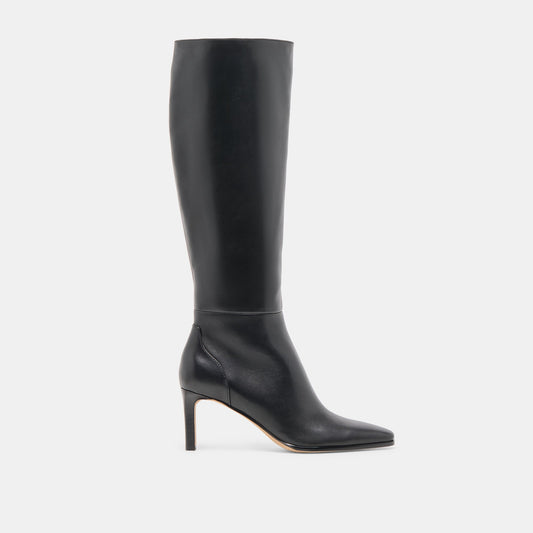 Emmi Black Leather Narrow Calf Boots | Dolce Vita Top Pick