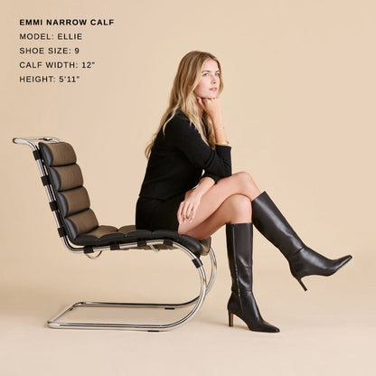 Emmi Black Leather Narrow Calf Boots | Dolce Vita Top Pick