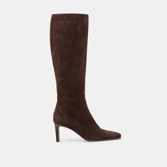 Emmi Narrow Calf Dk Brown Suede Boots | Dolce Vita Quality
