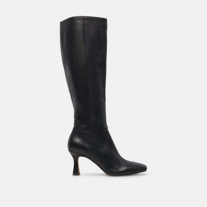 Gyra Wide Calf Black Leather Boots | Black Knee-High Wide Calf Boots
 – Dolce Vita | Dolce Vita Essential